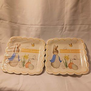 Meri Meri Beatrix Potter Peter Rabbit Yellow Happy Easter 24 Plates 9" x 9"